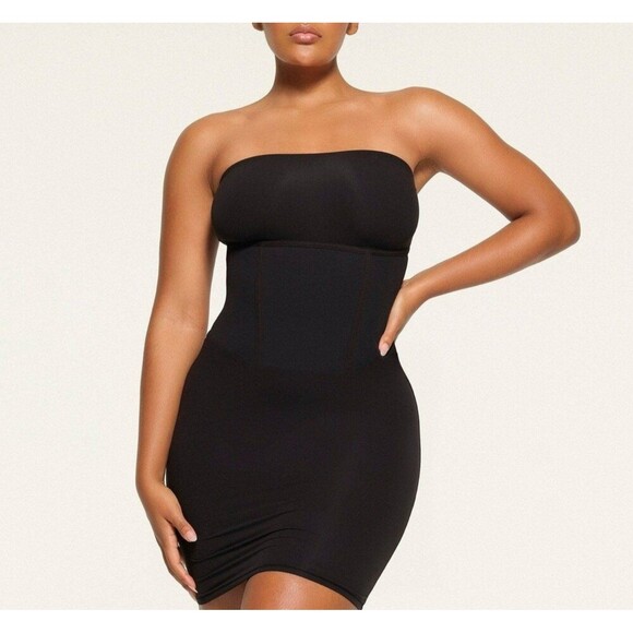 Skims Everybody Tube Corset Mini Dress onyx NWT large - Picture 3 of 5